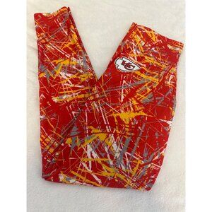 Kansas City Chiefs Red Yellow Gray Abstract Print Leggings By Zubaz, Large, NWOT